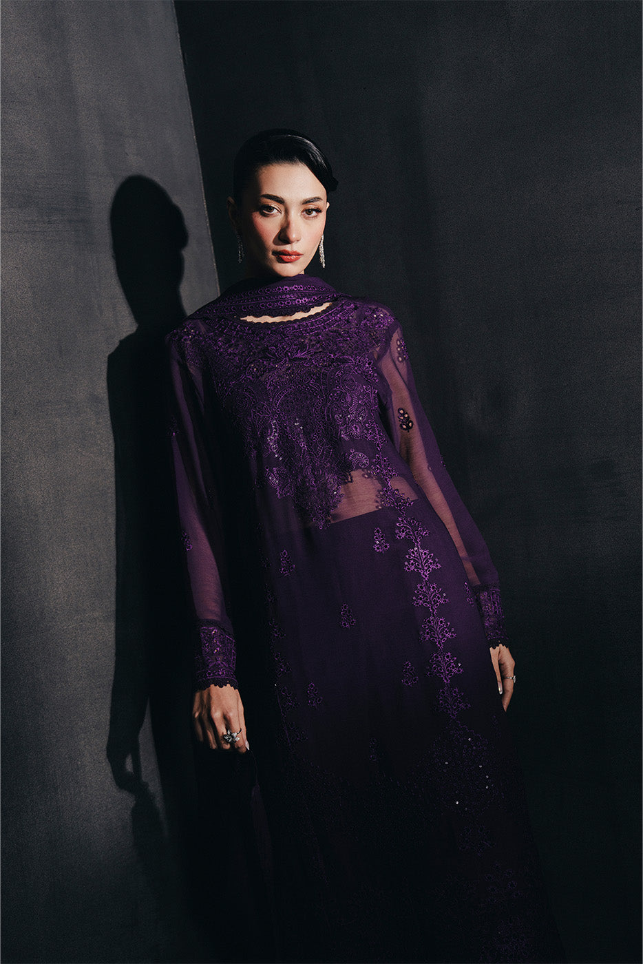 4 PIECE EMBROIDERED CHIFFON SUIT-EMINENCE GLOW (UNSTITCHED)