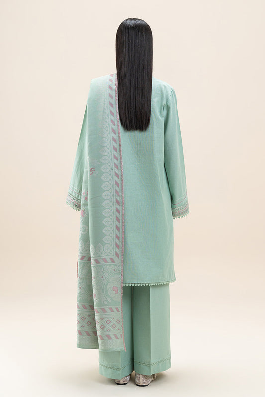 3 PIECE EMBROIDERED KHADDAR SUIT-SAGE GREEN