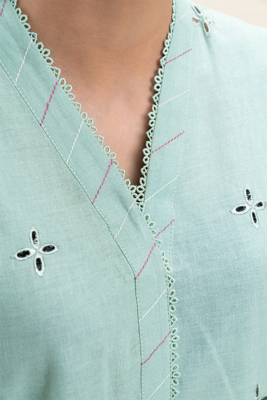 3 PIECE EMBROIDERED KHADDAR SUIT-SAGE GREEN