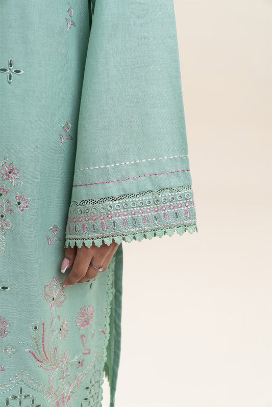 3 PIECE EMBROIDERED KHADDAR SUIT-SAGE GREEN