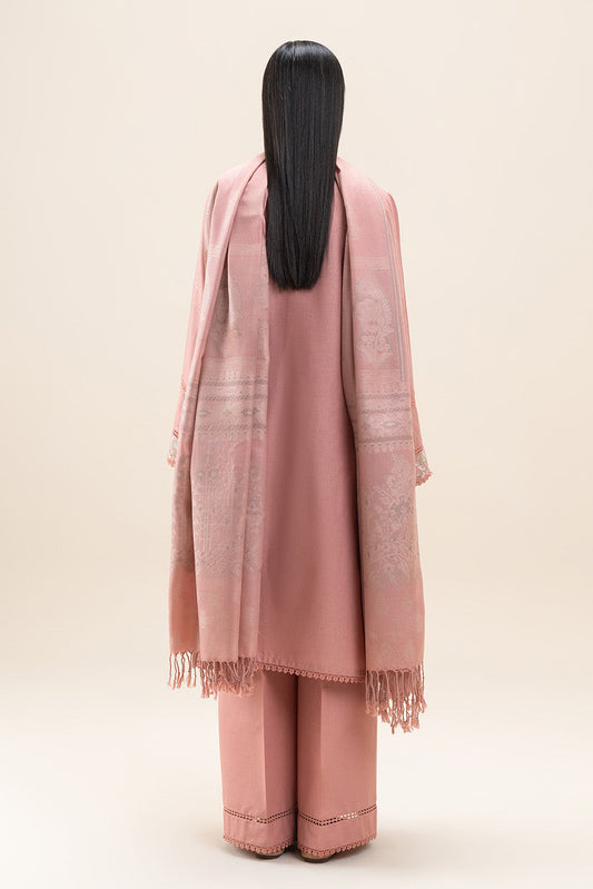 3 PIECE EMBROIDERED KHADDAR SUIT-BERRY PINK