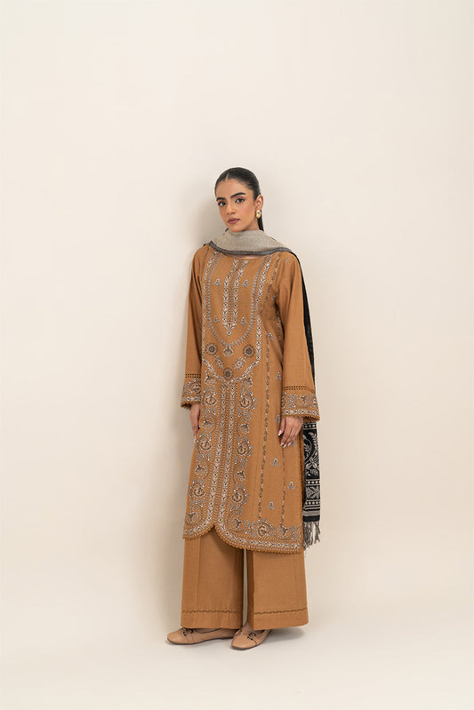 3 PIECE EMBROIDERED KHADDAR SUIT-SANGRIA DUSK