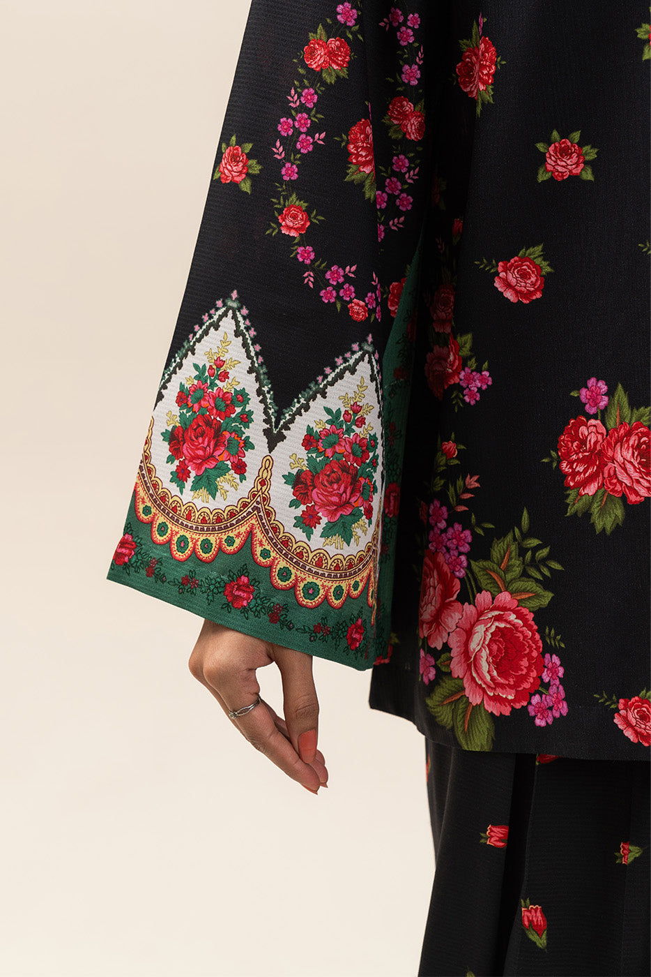 2 PIECE PRINTED LINEN SUIT-ROSEATE GLOW (UNSTITCHED)