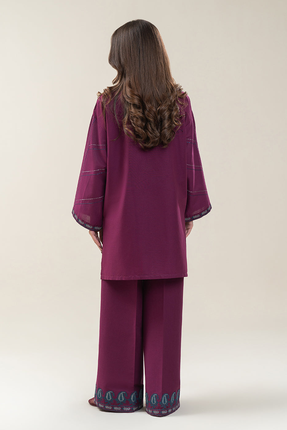 2 PIECE EMBROIDERED SLUB KHADDAR SUIT-MAGENTA ROSE (UNSTITCHED)