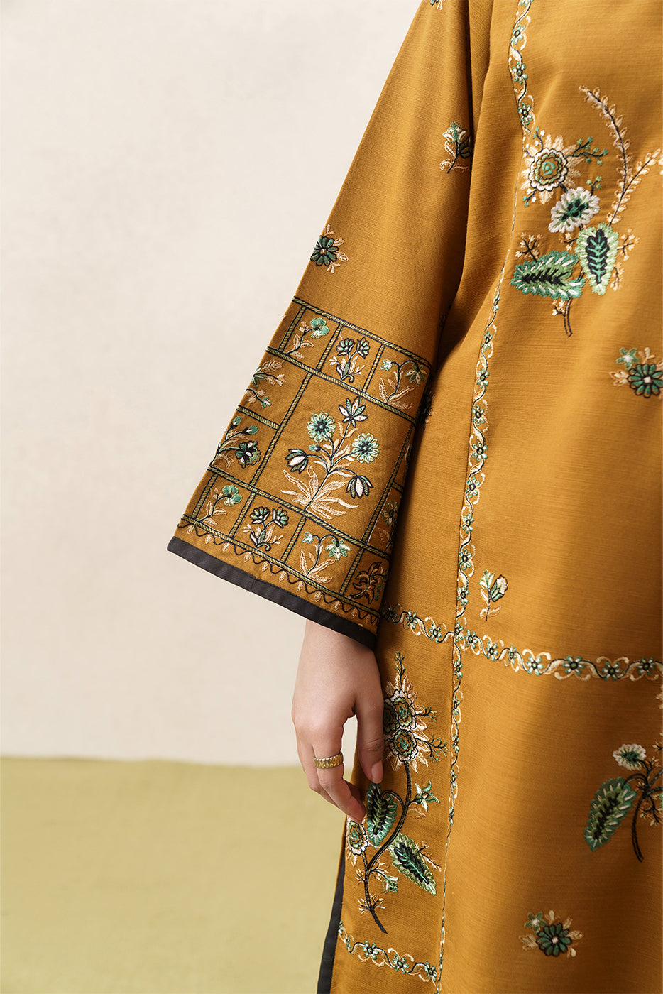 2 PIECE EMBROIDERED SLUB KHADDAR SUIT (PRET)