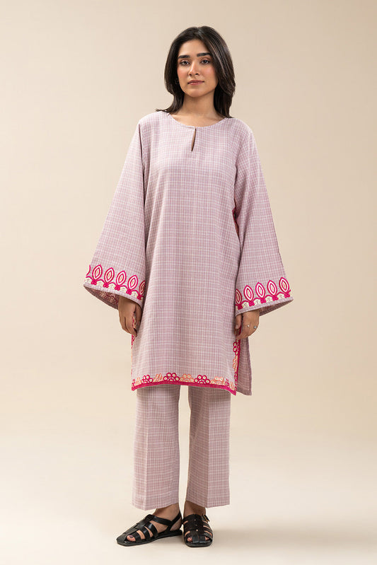 2 PIECE EMBROIDERED DOBBY SUIT (PRET)