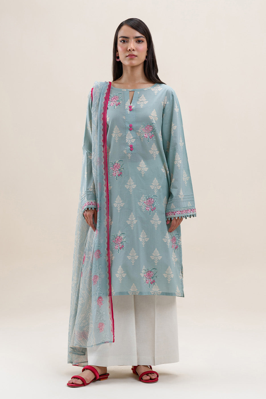 2 PIECE EMBROIDERED LAWN SUIT-ARCTIC BLUE (UNSTITCHED)
