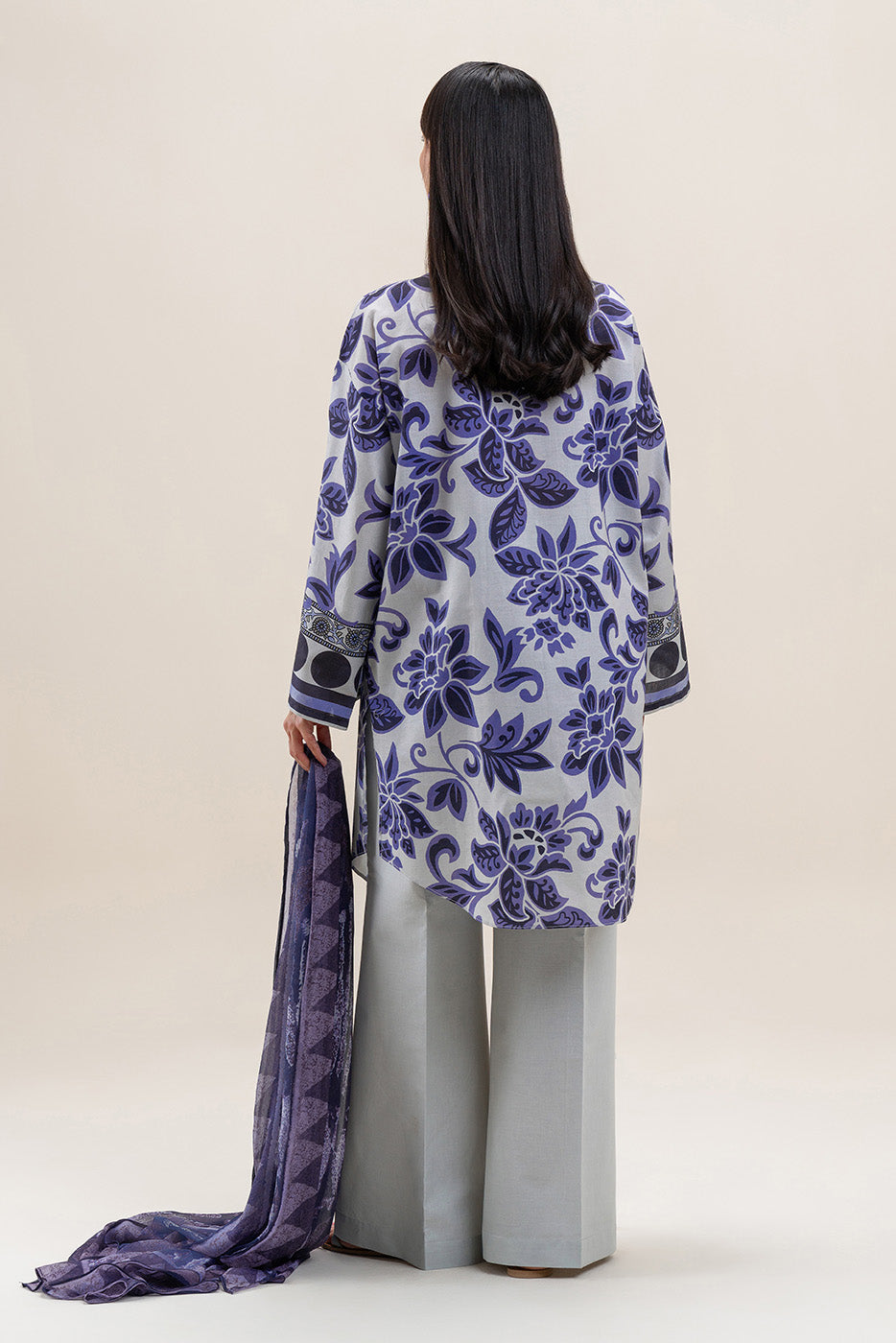 3 PIECE PRINTED LAWN SUIT-LUSTRE BLOOM (UNSTITCHED)