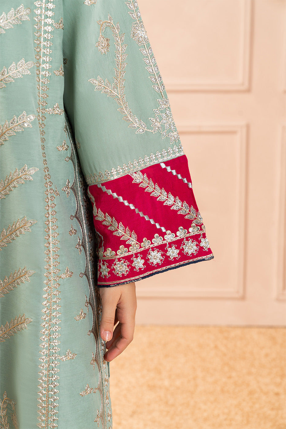 2 PIECE EMBROIDERED TWO TONE SUIT (LUXURY PRET)