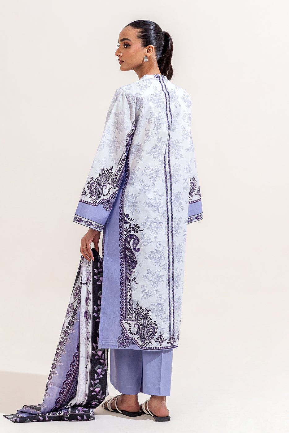 3 PIECE PRINTED LAWN SUIT-BERRY BLUE (UNSTITCHED)