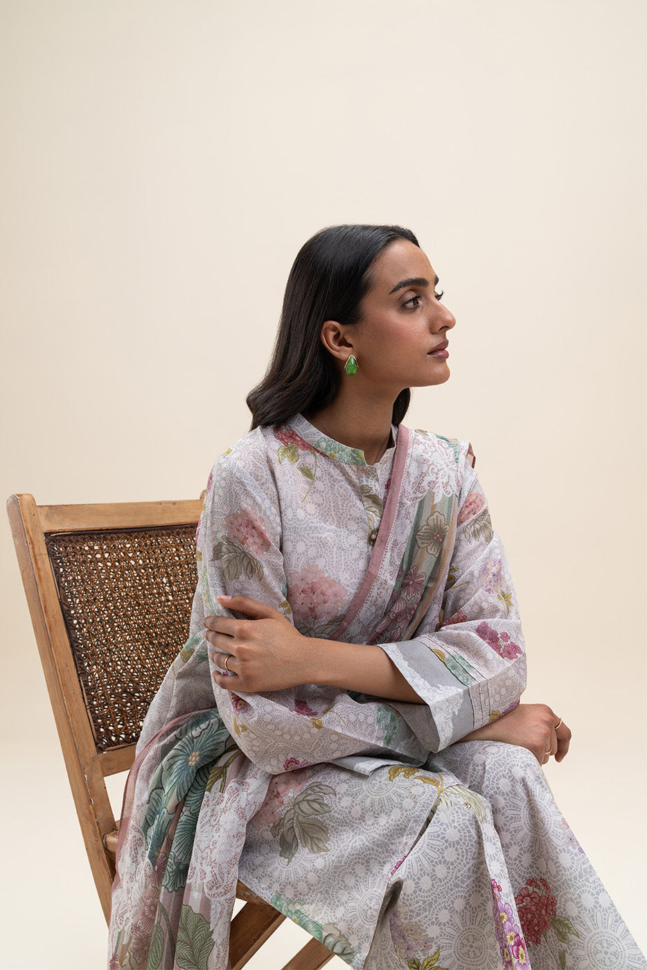 3 PIECE PRINTED LAWN SUIT-LILAC CRUSH (UNSTITCHED)