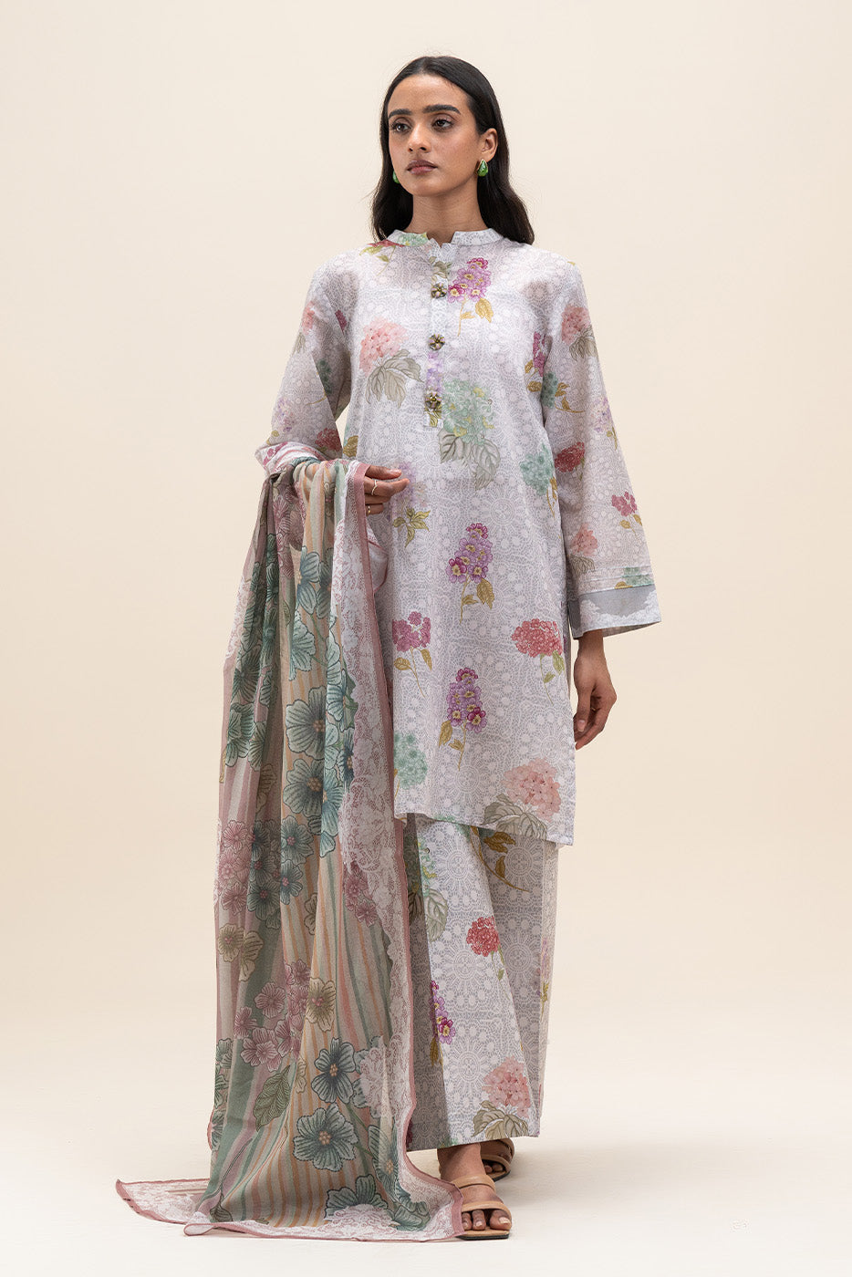 3 PIECE PRINTED LAWN SUIT-LILAC CRUSH (UNSTITCHED)