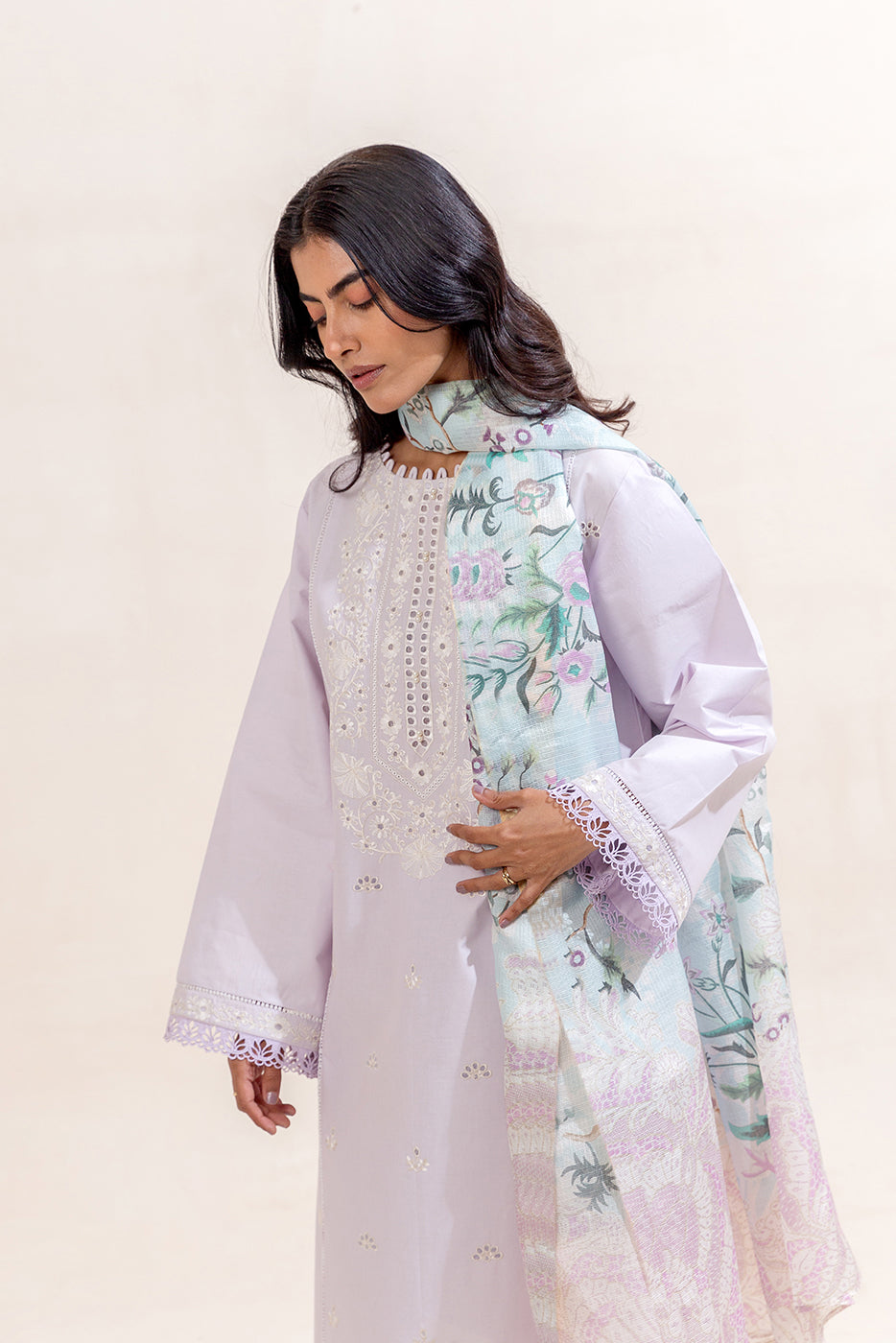 3 PIECE EMBROIDERED LAWN SUIT-FAIR LILAC (UNSTITCHED)