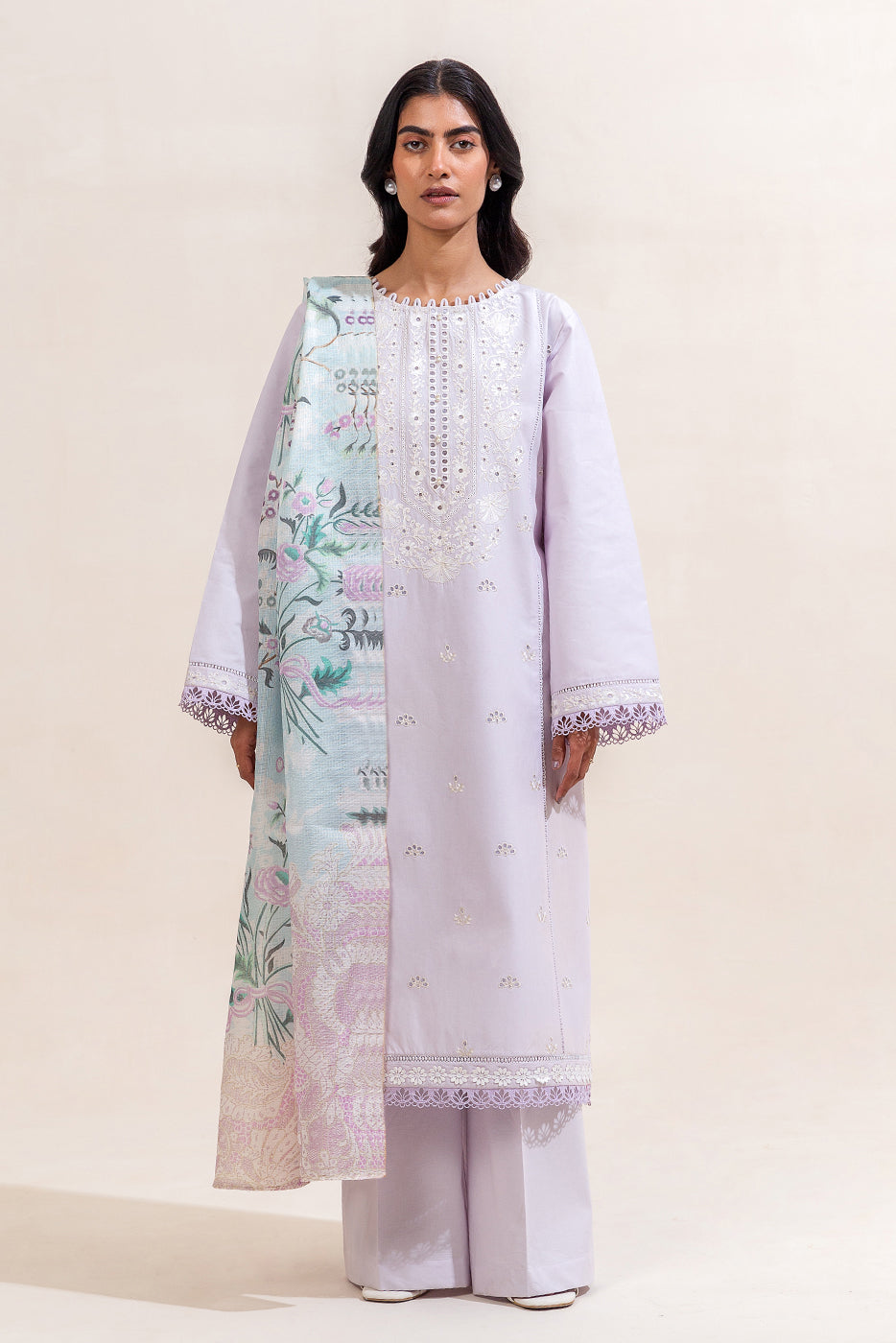 3 PIECE EMBROIDERED LAWN SUIT-FAIR LILAC (UNSTITCHED)