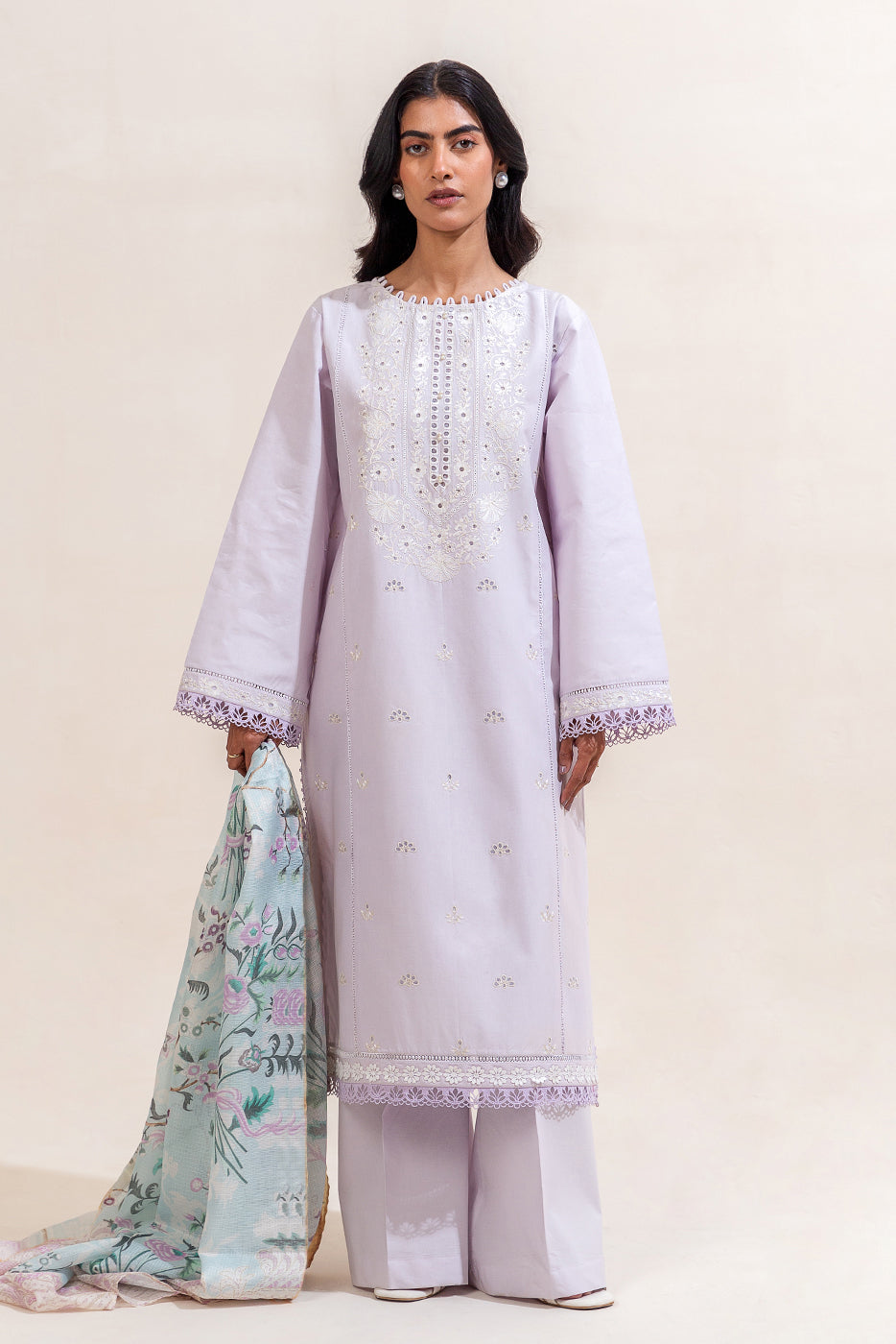 3 PIECE EMBROIDERED LAWN SUIT-FAIR LILAC (UNSTITCHED)