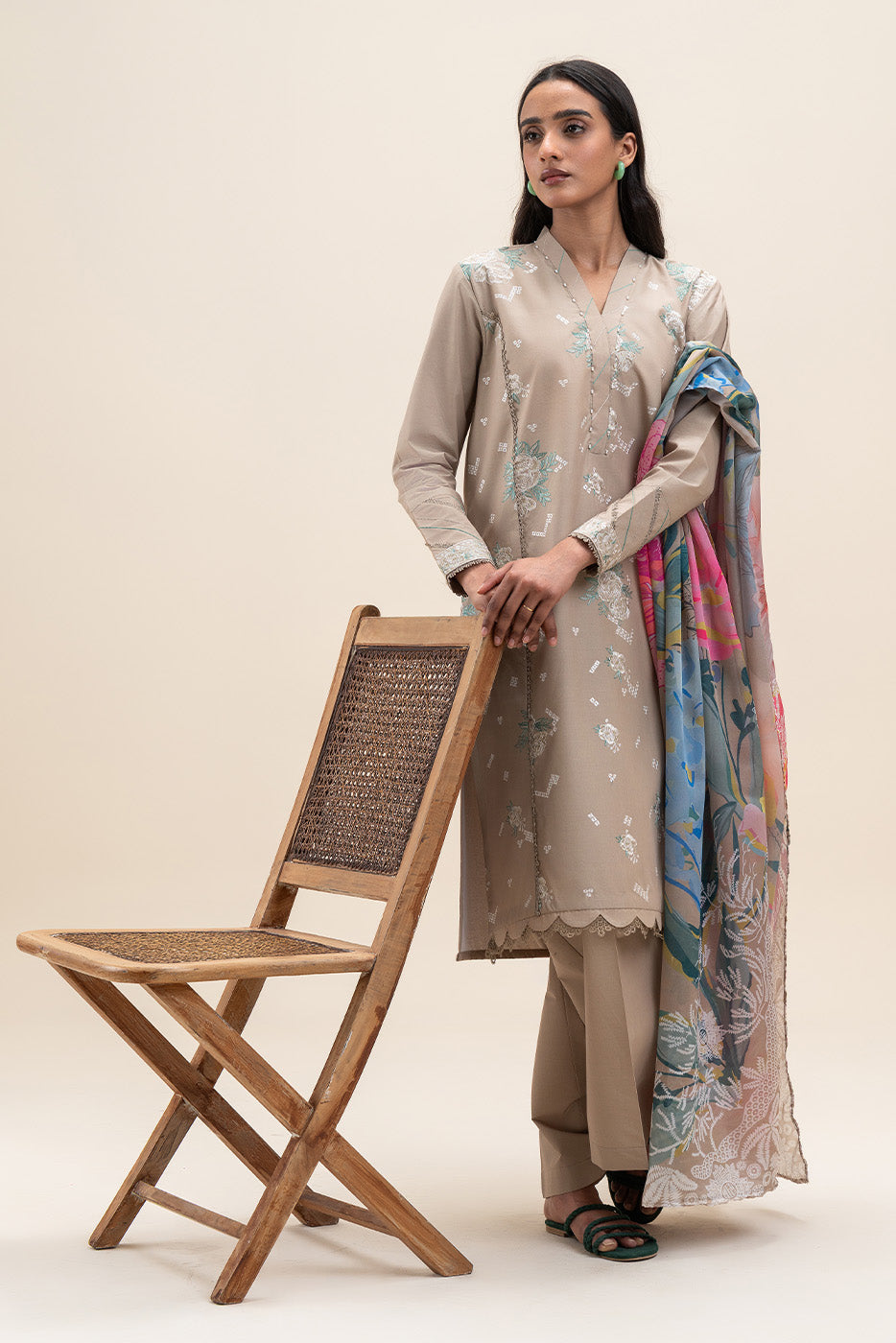 3 PIECE EMBROIDERED LAWN SUIT-HAZEL WOOD (UNSTITCHED)