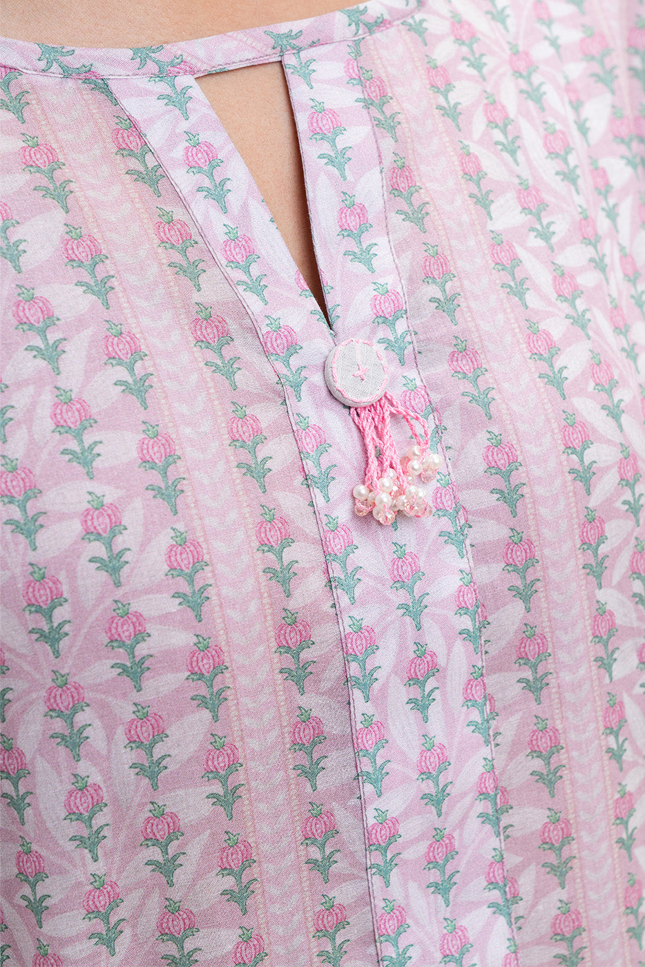 3 PIECE PRINTED LAWN SUIT-PEACH BLUSH (UNSTITCHED)