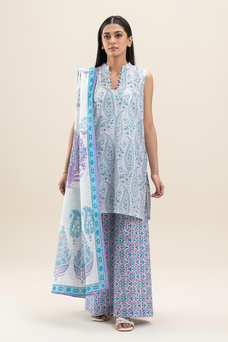3 PIECE PRINTED LAWN SUIT-DIVINE DOVE (UNSTITCHED)