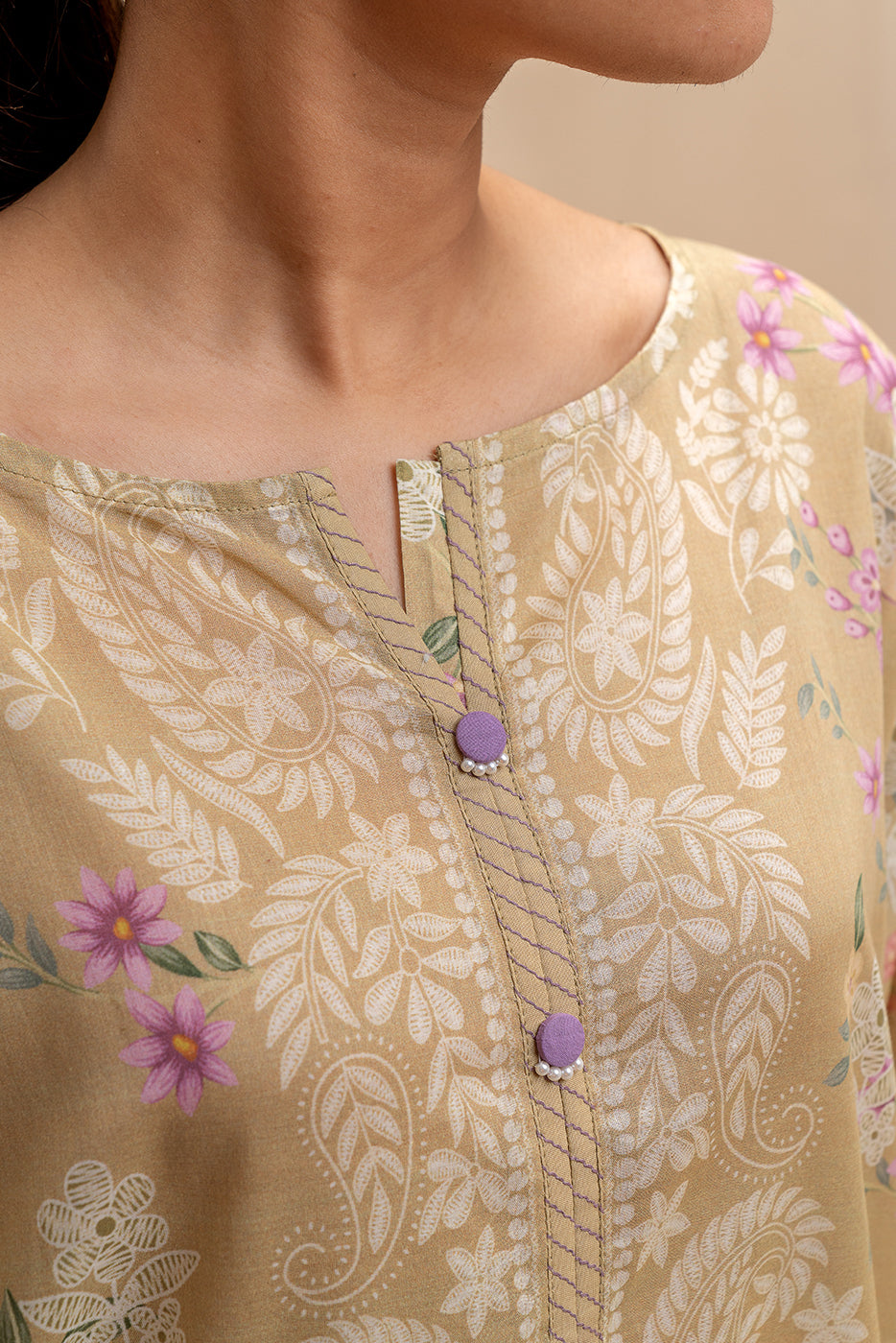 3 PIECE PRINTED LAWN SUIT-LIME GARDEN (UNSTITCHED)