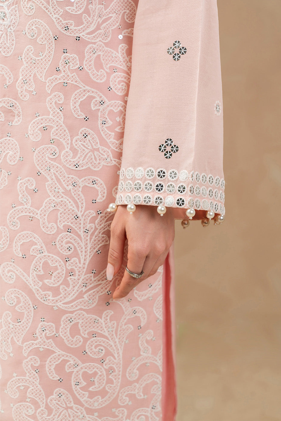 2 PIECE EMBROIDERED PAPER COTTON SUIT (LUXURY-PRET)