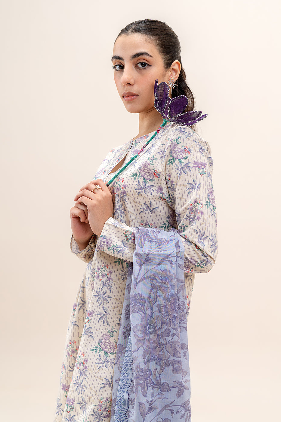 2 PIECE PRINTED LAWN SUIT-PINE FOREST (UNSTITCHED)