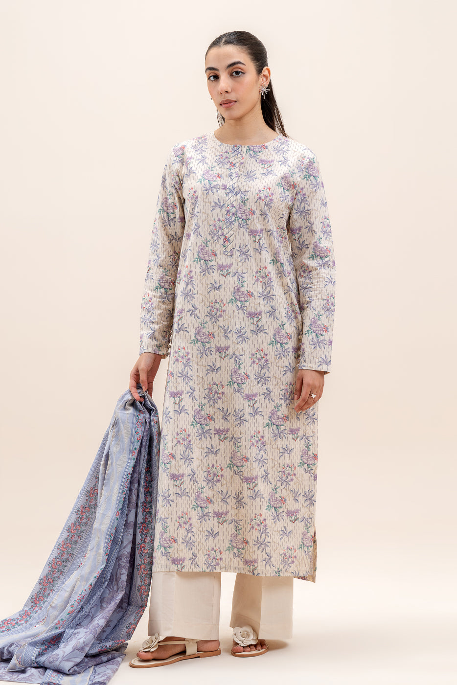 2 PIECE PRINTED LAWN SUIT-PINE FOREST (UNSTITCHED)