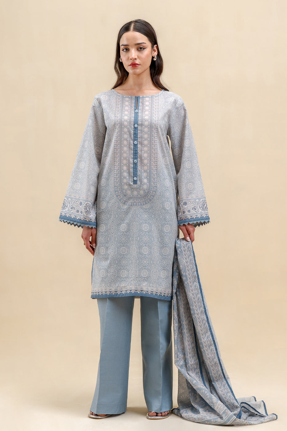3 PIECE PRINTED LAWN SUIT-SERENE ORNATE (UNSTITCHED)
