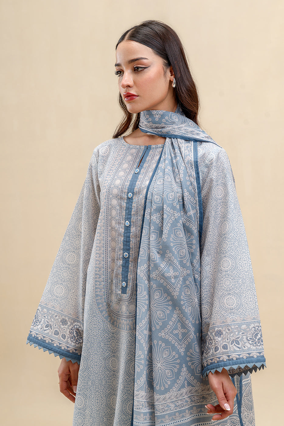 3 PIECE PRINTED LAWN SUIT-SERENE ORNATE (UNSTITCHED)
