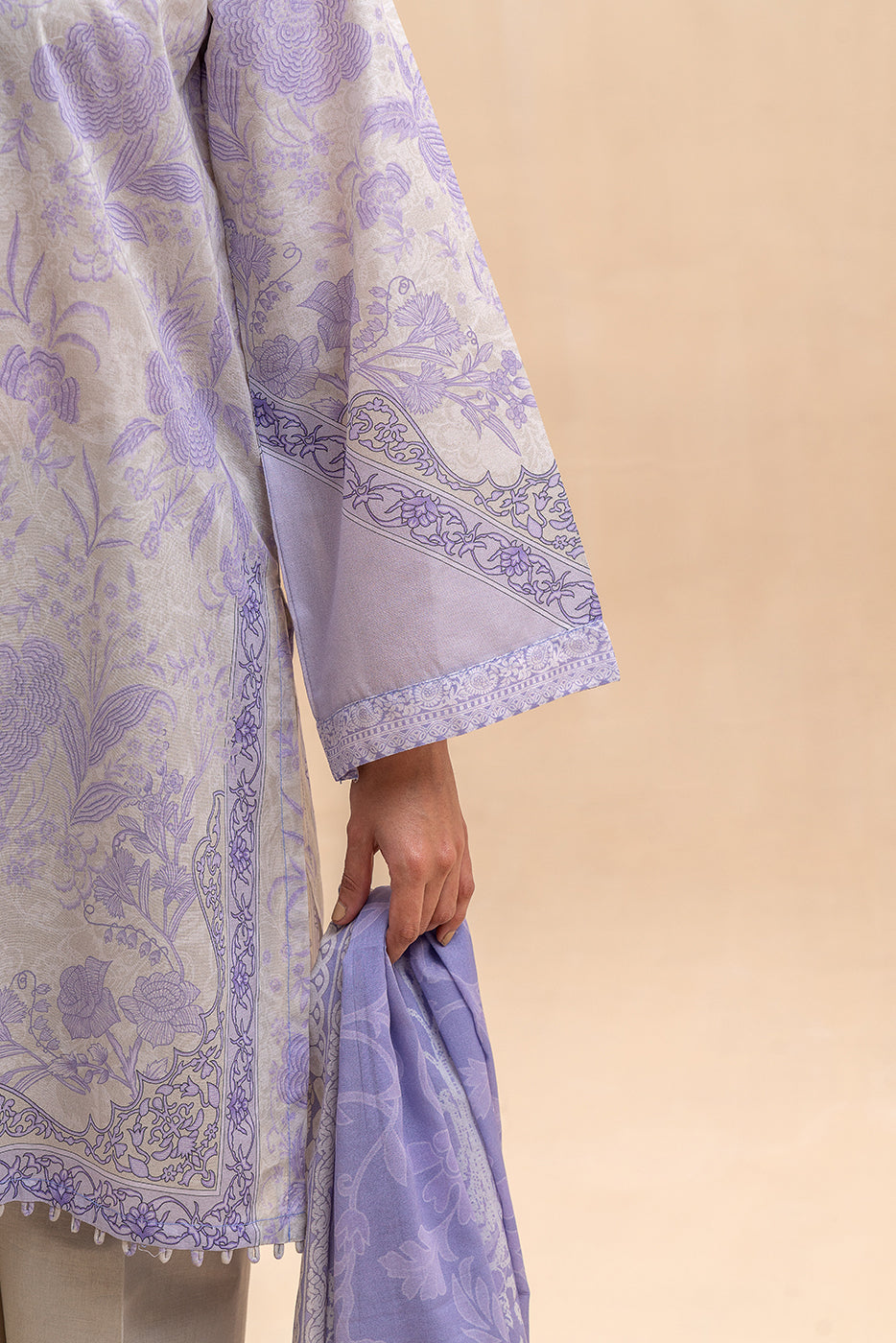 3 PIECE PRINTED LAWN SUIT-LAVENDER BAY (UNSTITCHED)