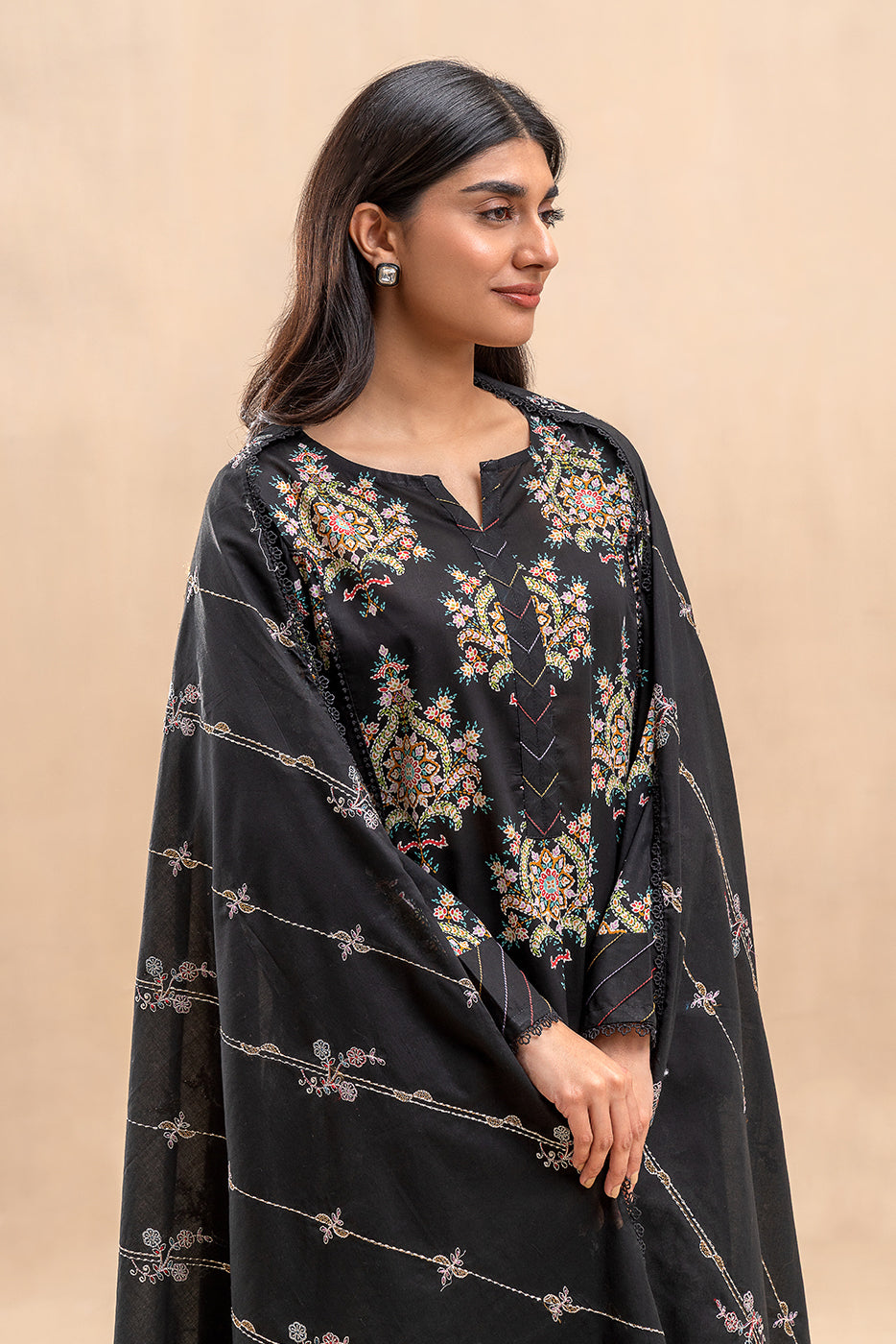 3 PIECE EMBROIDERED LAWN SUIT-MIDNIGHT GLOOM (UNSTITCHED)