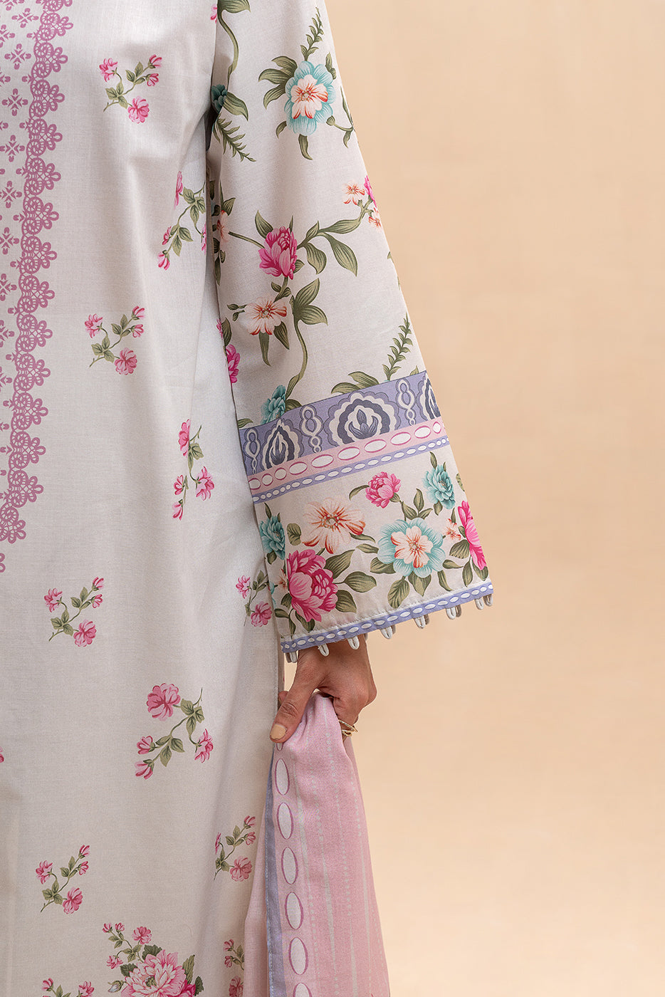 3 PIECE PRINTED LAWN SUIT-PEARL ORCHID (UNSTITCHED)