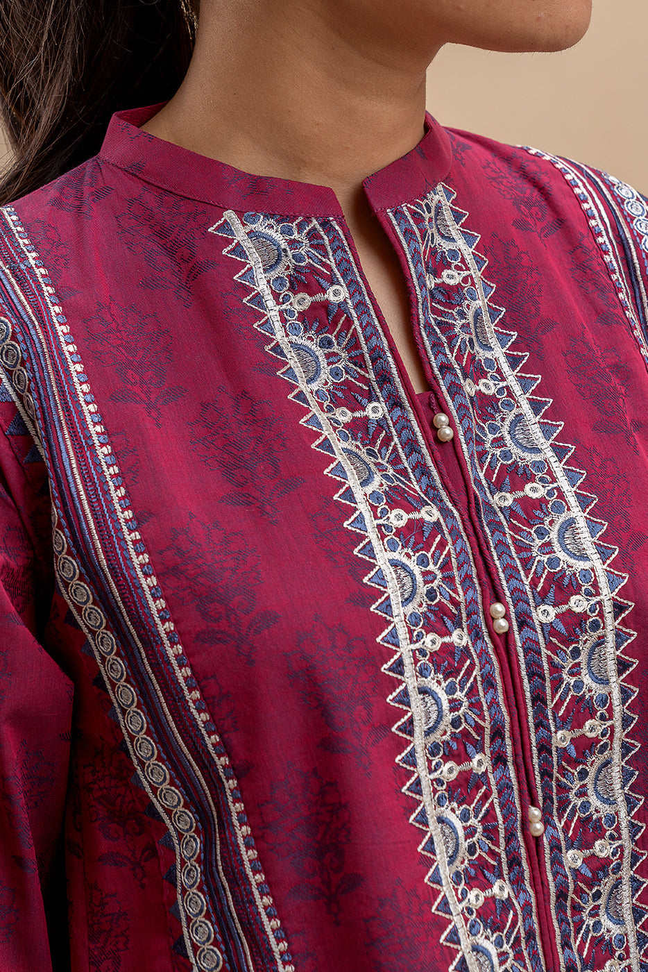 2 PIECE EMBROIDERED JACQUARD SUIT-CRIMSON VERVE (UNSTITCHED)