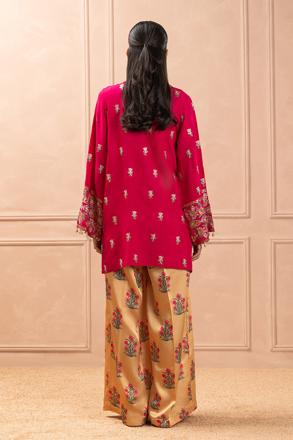 PRINTED PLEATED PANTS