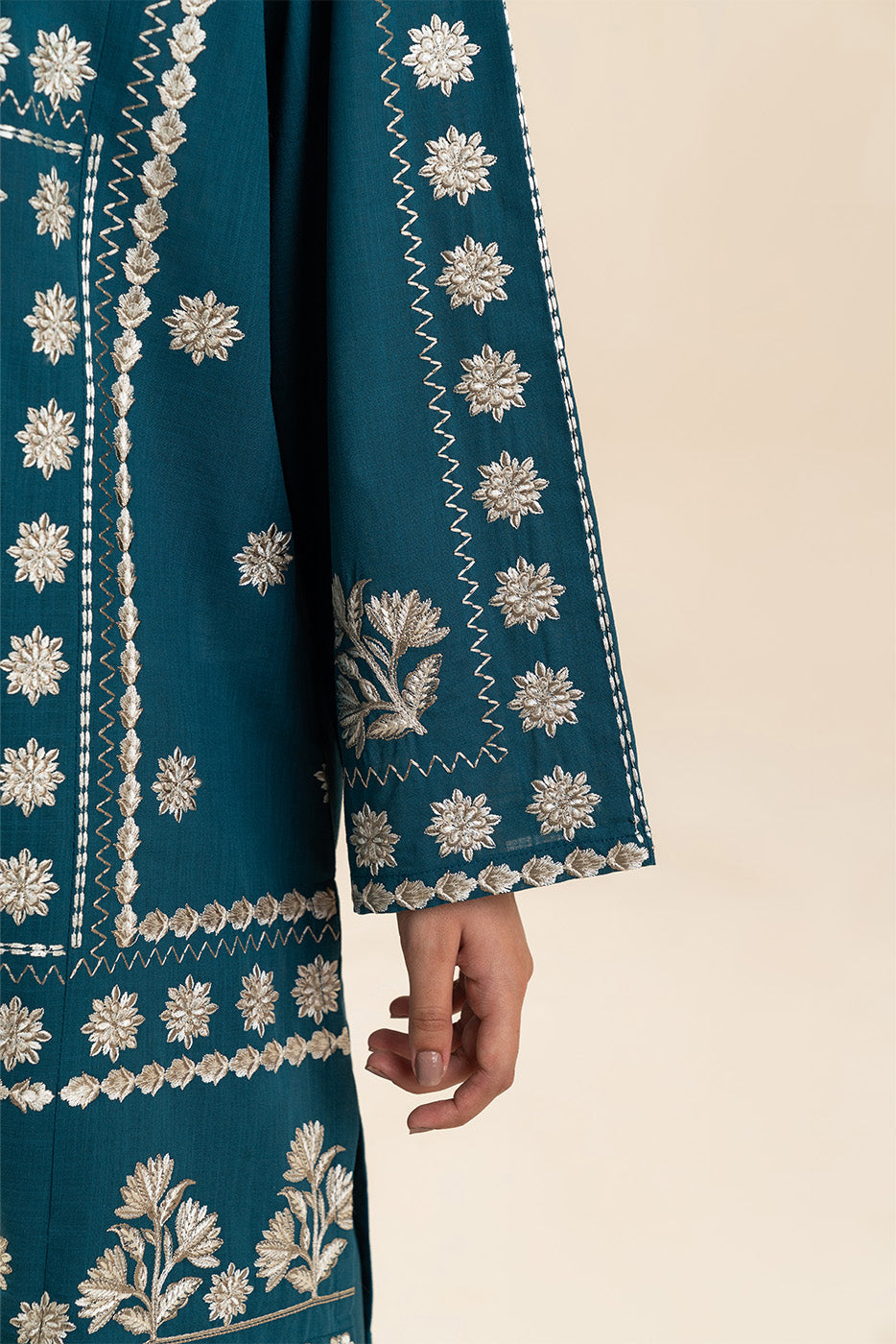 2 PIECE EMBROIDERED TWO WAY SLUB SUIT (PRET)