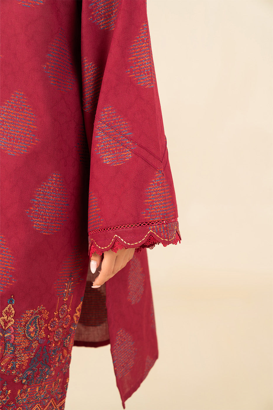 3 PIECE EMBROIDERED REVERSE JACQUARD SUIT-FUSCHIA DREAM (UNSTITCHED)