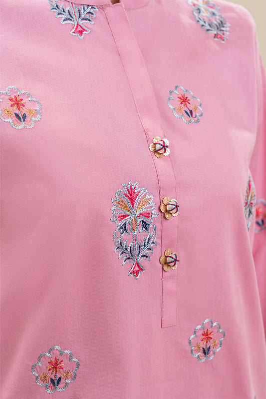 2 PIECE EMBROIDERED CAMBRIC SUIT (PRET)