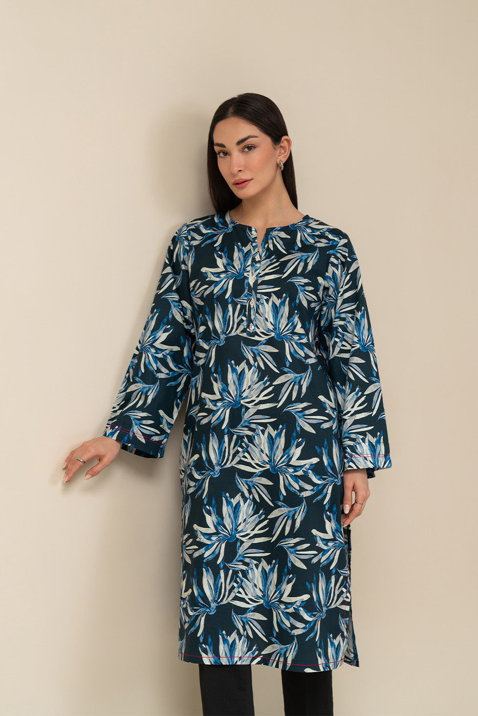 PRINTED COTTON VISCOSE SHIRT (PRET)