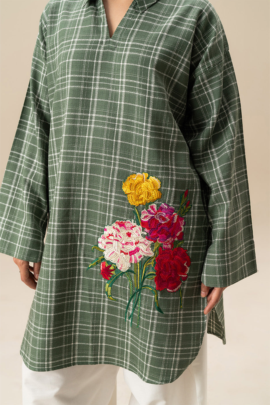 EMBROIDERED DOBBY SHIRT (PRET)