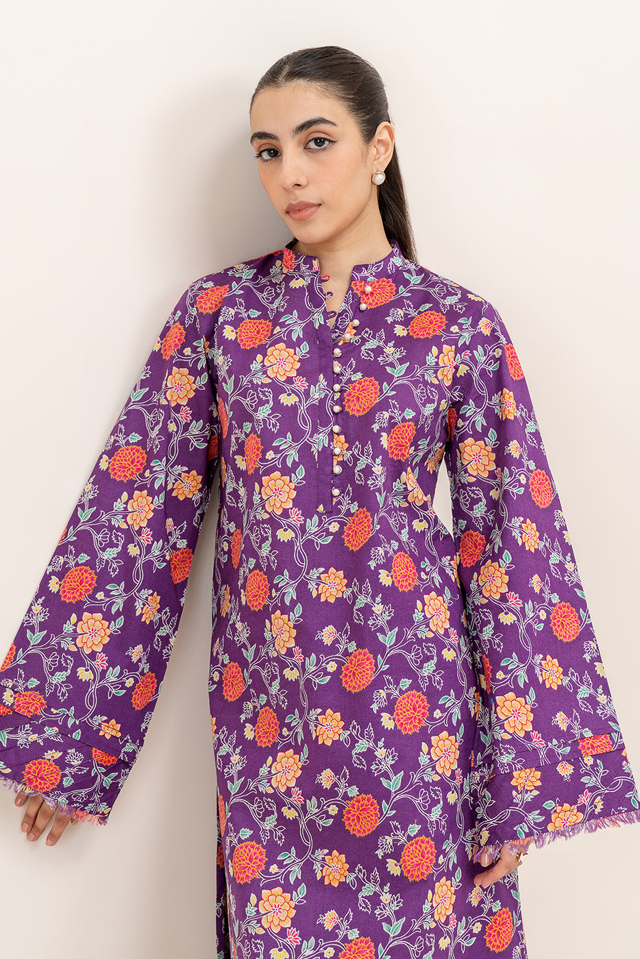 2 PIECE PRINTED LAWN SUIT-INDIGO GLOOM (UNSTITCHED)