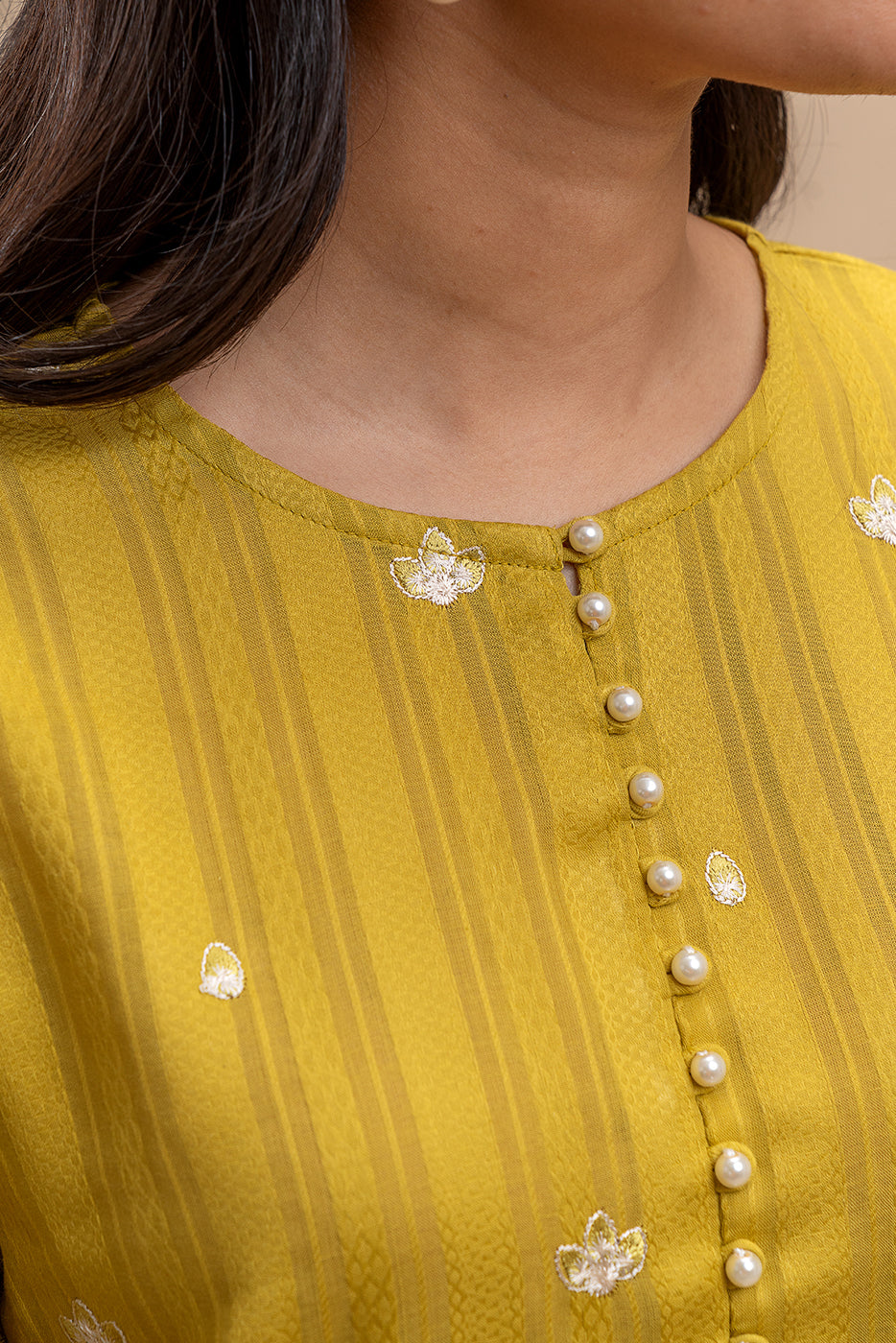 1 PIECE EMBROIDERED LENO KARRA SHIRT-MOSS GREEN (UNSTITCHED)