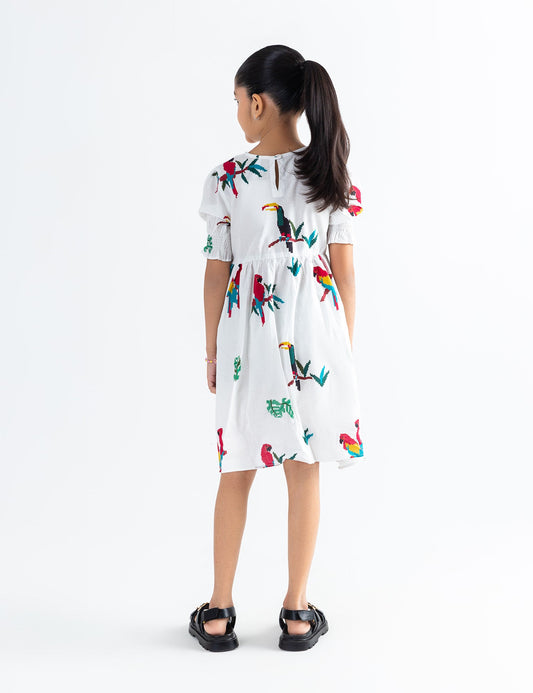 TROPICAL PARROT PRINT DRESS