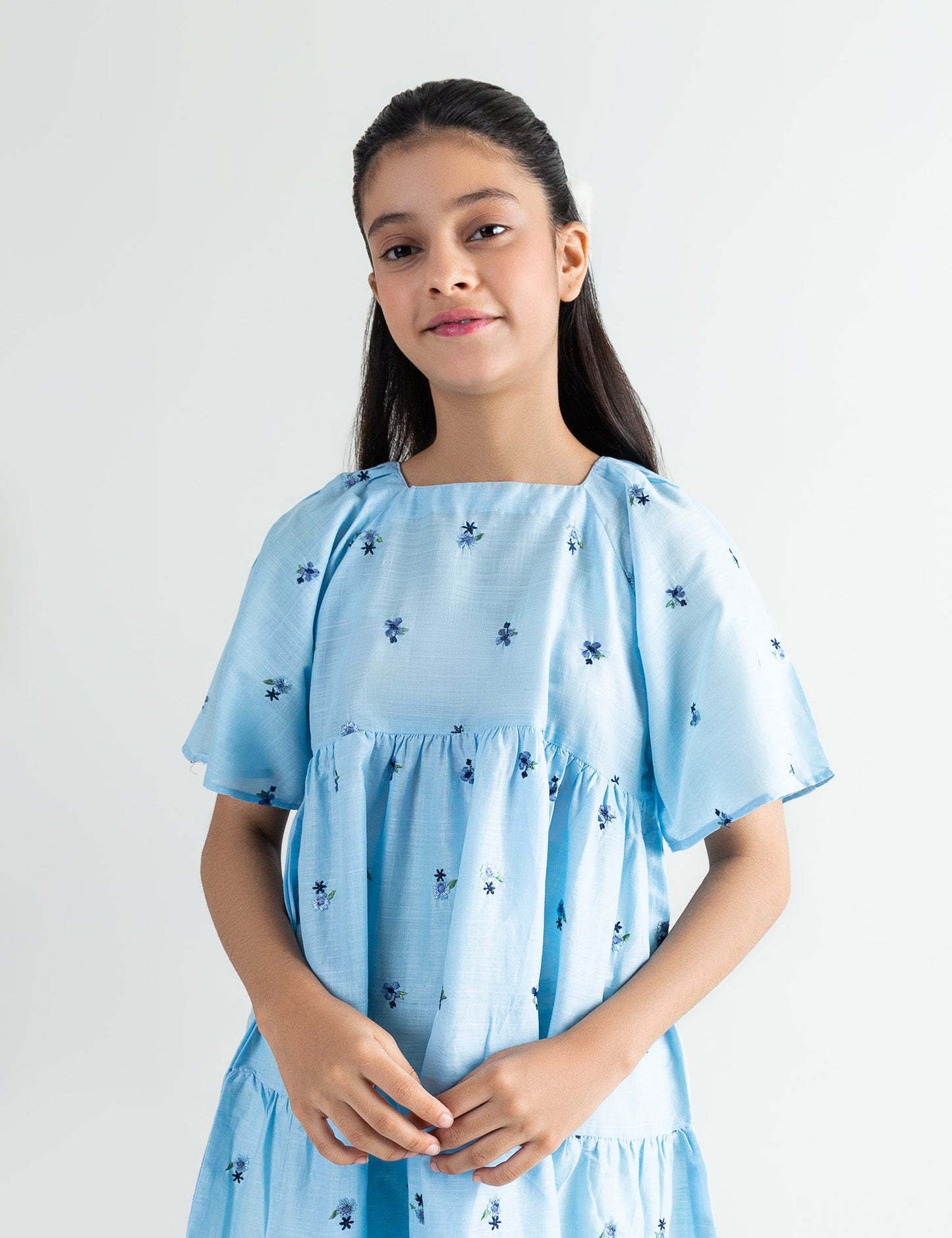 EMBROIDERED TIERED DRESS