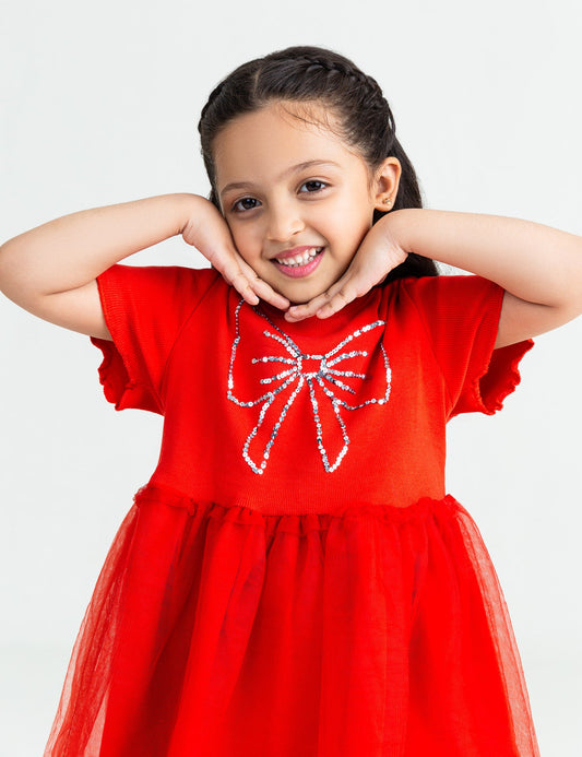 SEQUINED BOW DRESS