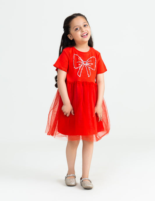 SEQUINED BOW DRESS