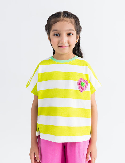2 PIECE STRIPED HEART PATCH SUIT