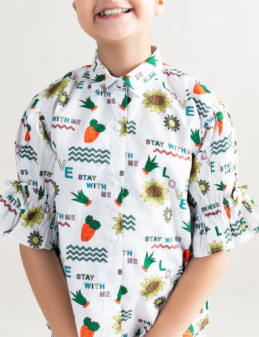 2 PIECE ALLOVER FLORAL & CARROT PRINTED SUIT