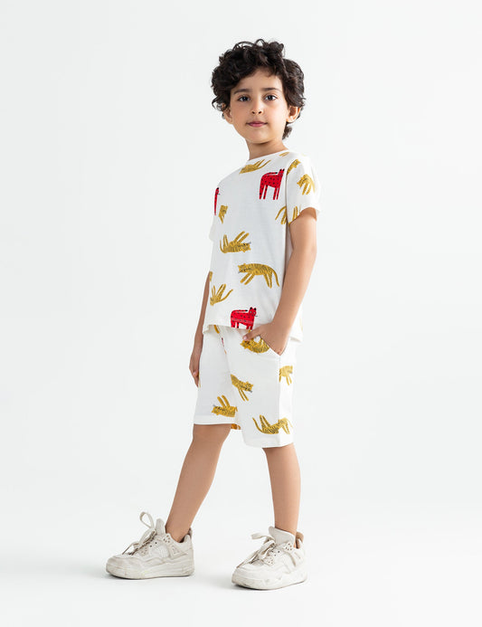 2 PIECE ALLOVER TIGER PRINTED SUIT