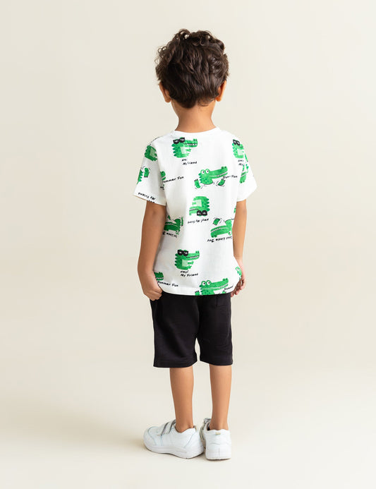 ALLOVER CROCODILE PRINTED T-SHIRT
