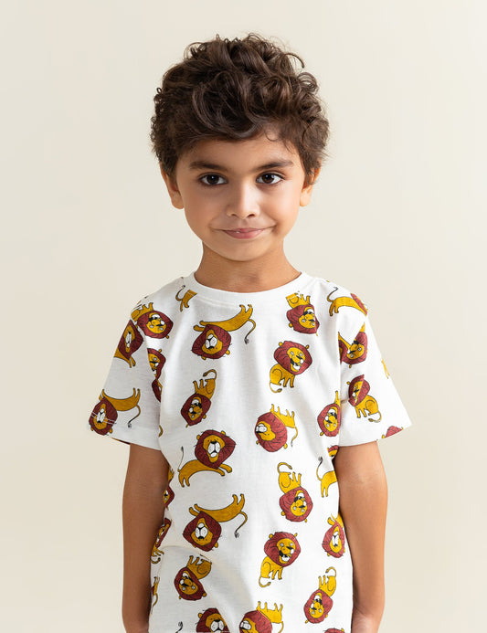 ALLOVER LIONS PRINTED T-SHIRT
