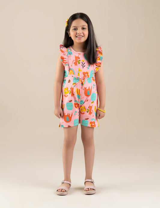 ANIMAL AND FRUIT PRINTED JUMPSUIT